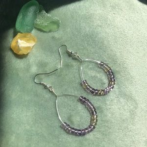 Handmade Purple Beaded Earrings
